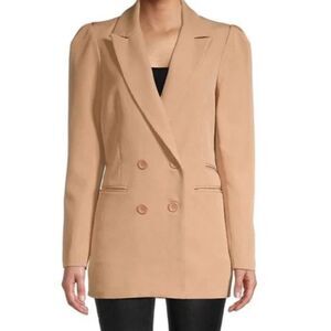 Walter Baker Classic Peak Lapel Double Breasted Blazer in Tan, NWT Size Medium